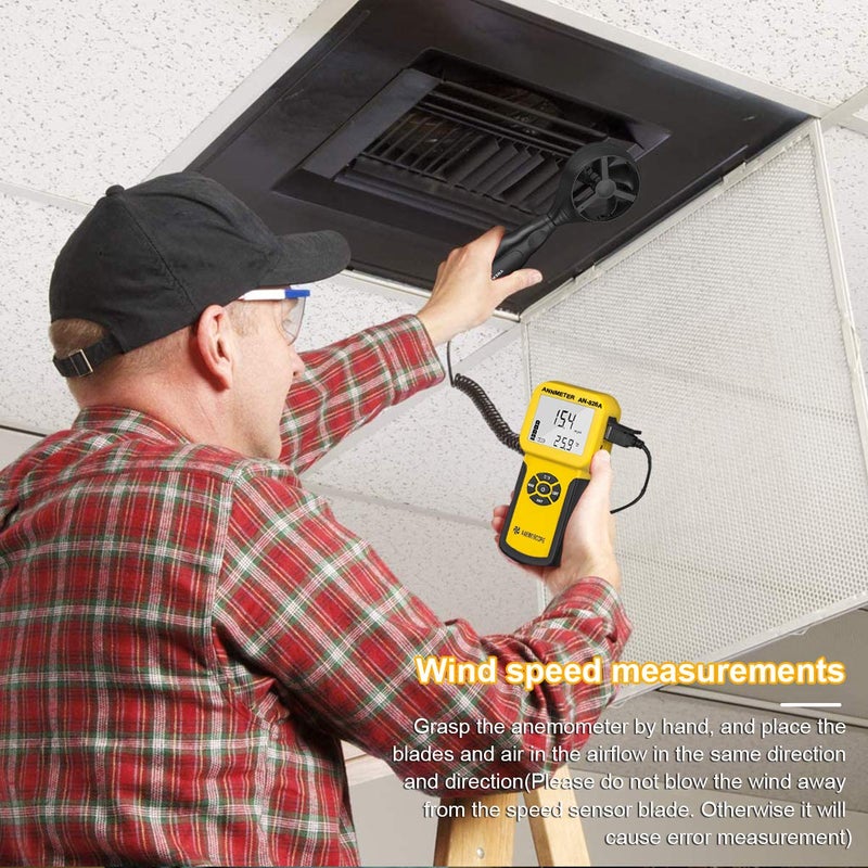 AIOMEST Pro HVAC Anemometer- Air Flow Velocity Meter AI-826A 0.001~100Mph Wind Speed Gauge,Handheld Wind Tester Measuring Airflow Movement Temp with Max AVG Current - Image 4